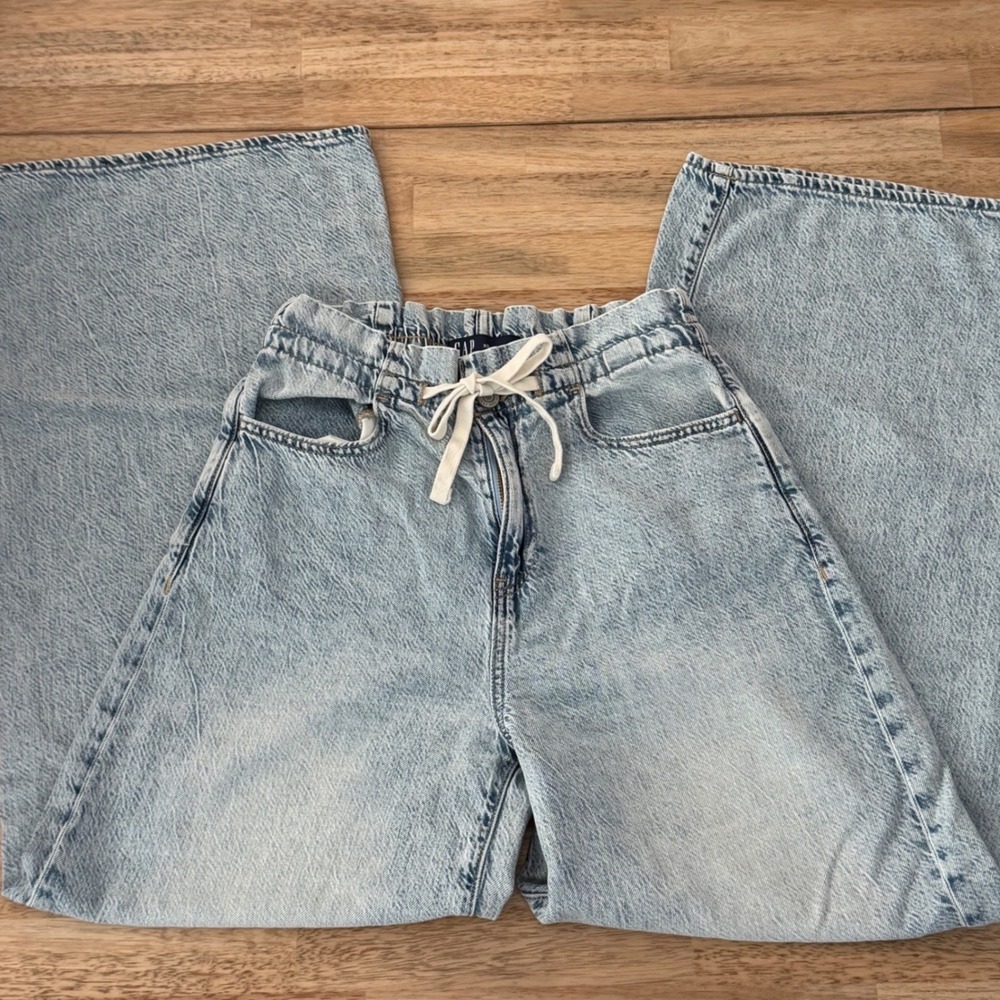 Gap Denim Baggy Jeans Light Wash Wide Leg Paperbag Waist XS